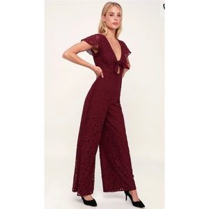Red lace jumpsuit